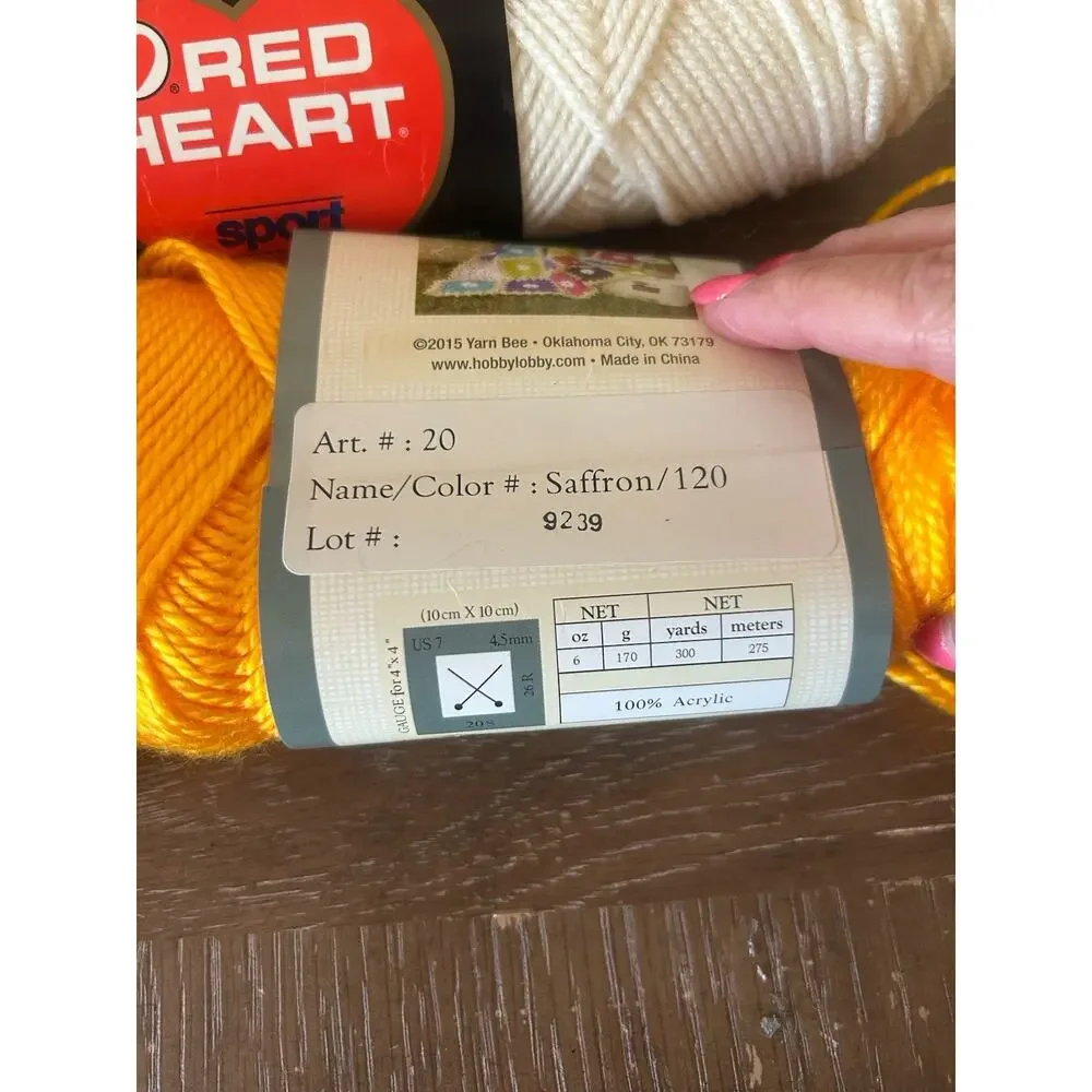 Vtg Mixed Lot Of 4 Yarn Skeins Acrylic Cotton? Saffron Mustard Yellow Off White